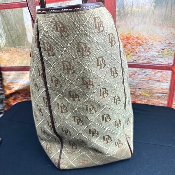 Dooney & Bourke Signature Canvas Tote with Leather Accents - Brown/Beige - Picture 5 of 15